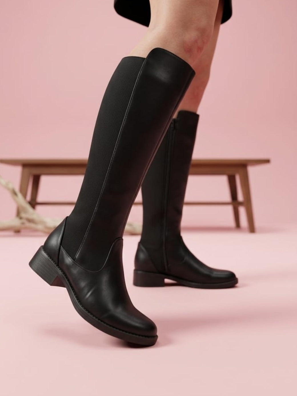 550A Bota de Piso Casual tacón 3 cm con licra