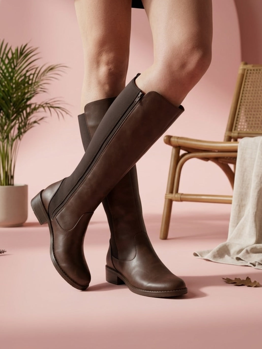 550A Bota de Piso Casual tacón 3 cm con licra
