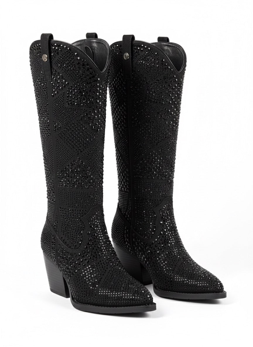 L BRILLOS F Bota Larga Negra Tacón 8 cm