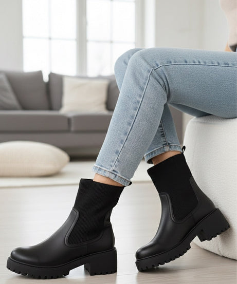 304 Botín Negro Calcetín tacón 8 cm