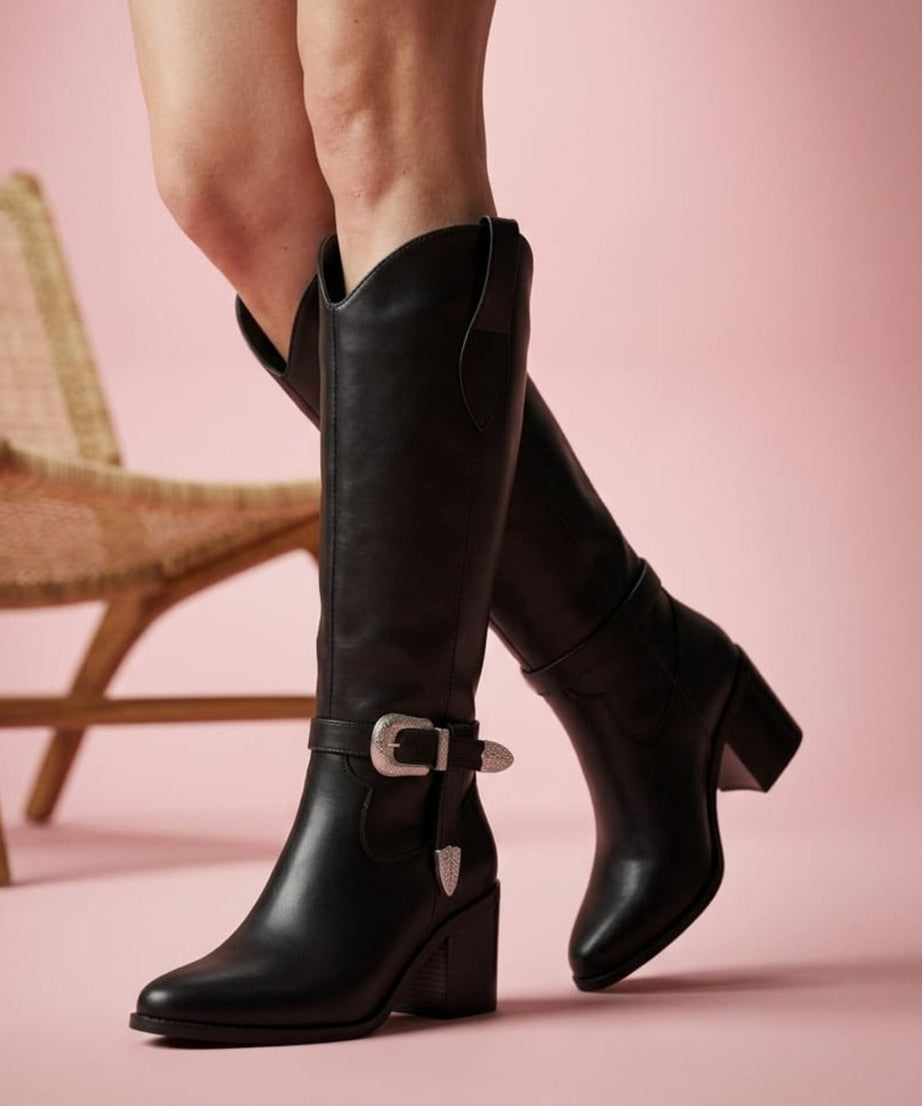 9865L Bota Vaquera con Hebilla tacón 7 cm