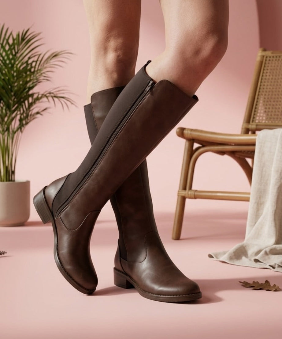 550A Bota de Piso Casual tacón 3 cm con licra