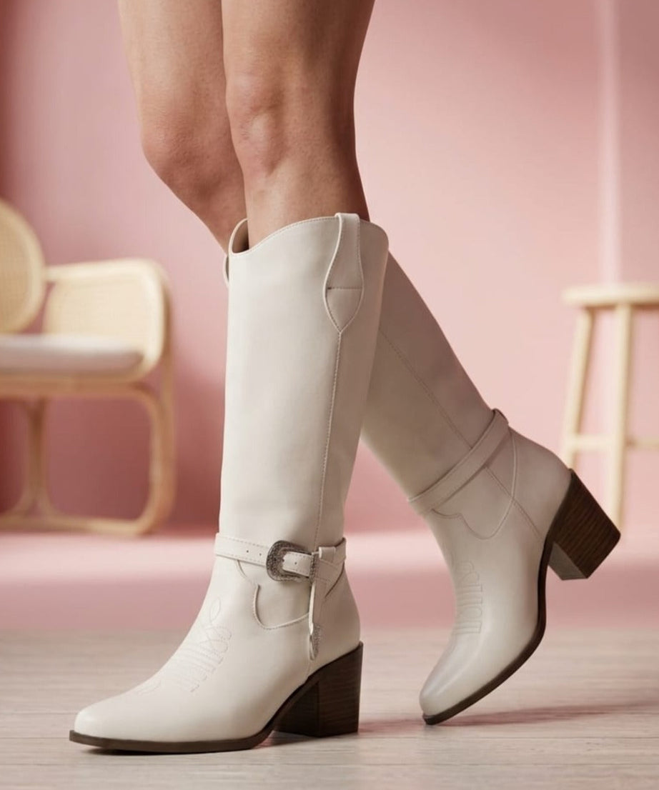 9865L Bota Vaquera con Hebilla tacón 7 cm