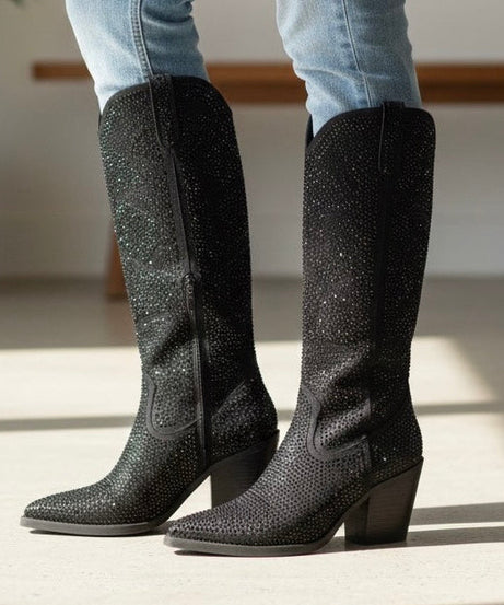 L BRILLOS F Bota Larga Negra Tacón 8 cm