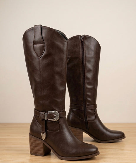 9865L Bota Vaquera con Hebilla tacón 7 cm