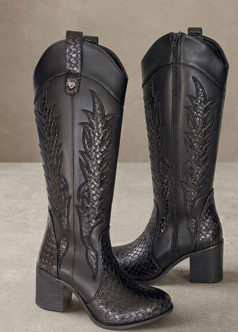 1996A Bota de tubo alto estilo vaquero
