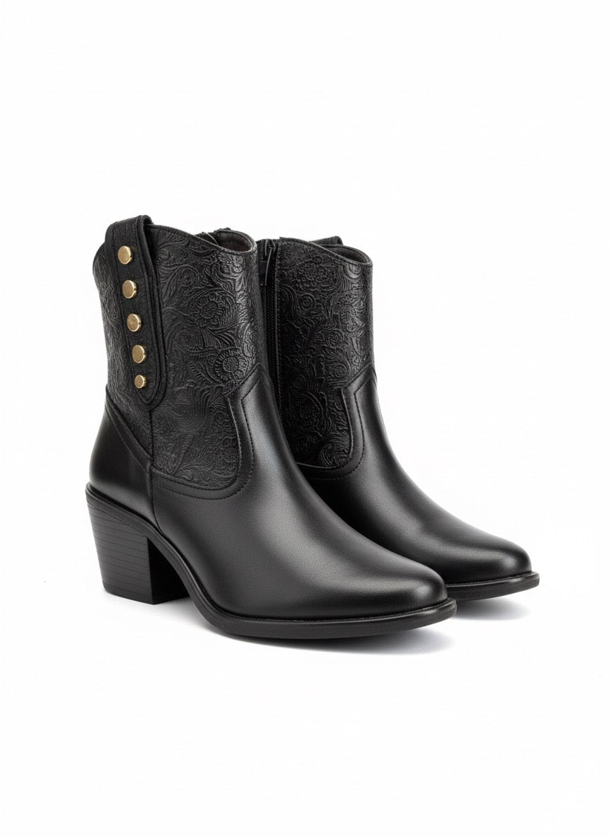 1728L BOTÍN FLORES Negro
