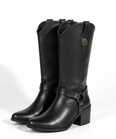Bota Hebilla 9862 Negro tacón 6 cm