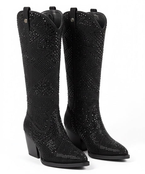 L BRILLOS F Bota Larga Negra Tacón 8 cm