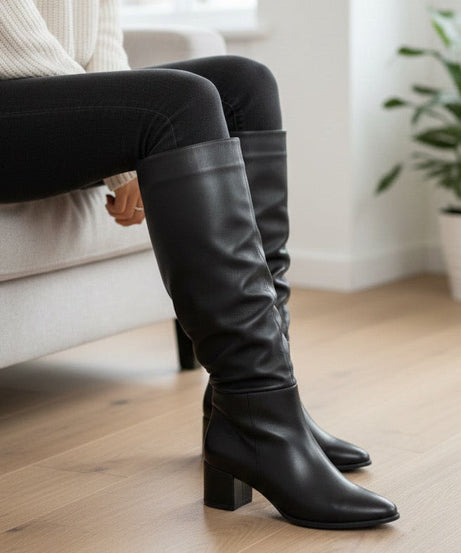 4038L bota corrugada Negra tacón 5 cm