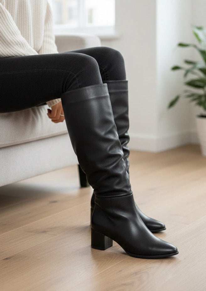 4038L bota corrugada Negra tacón 5 cm